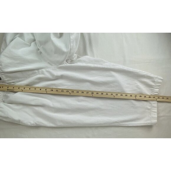 Woman Within Plus Size 22W White Cotton Pull On Elastic Cropped Pants W/ Pockets - Picture 6 of 13